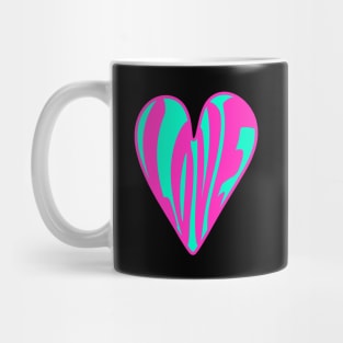 Hippie Style Love Heart, Pink and Turquoise Mug